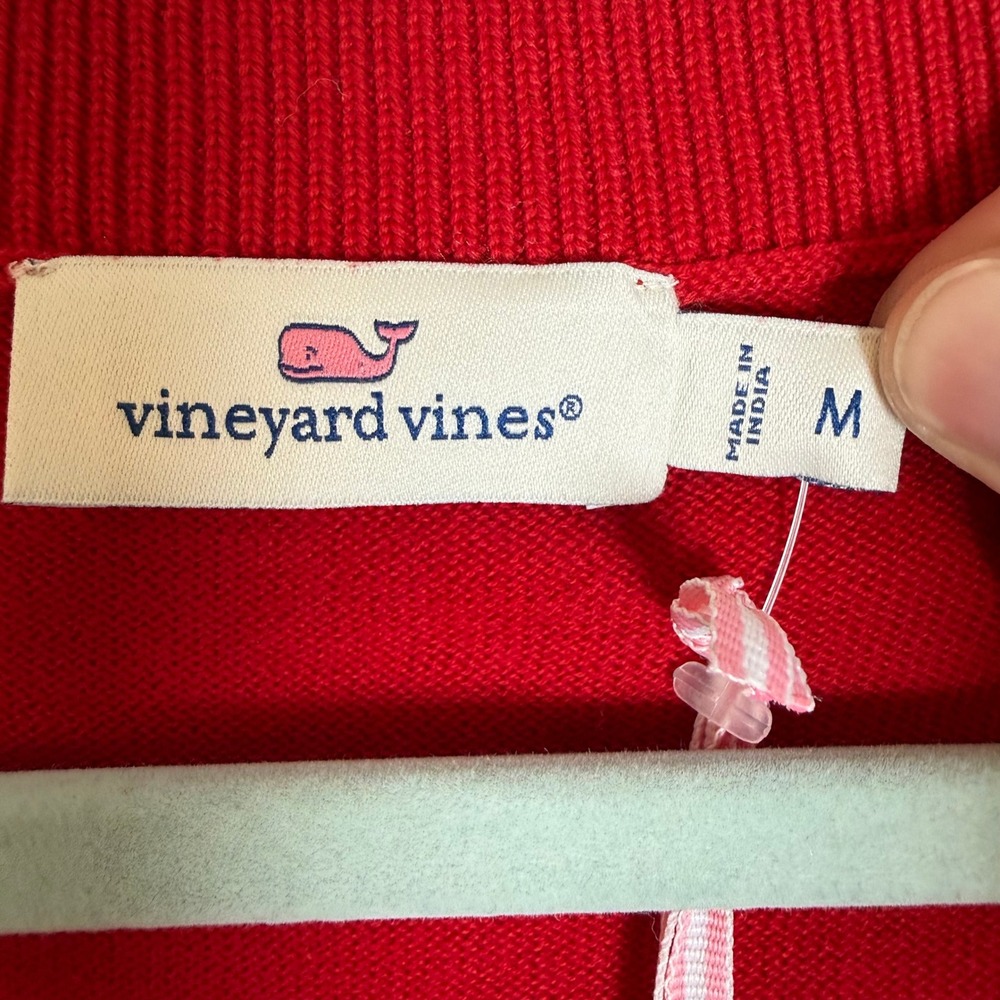 Vineyard Vines Red Velvet Heritage Cotton V Neck Sweater Womens Medium M Whale - Picture 6 of 11